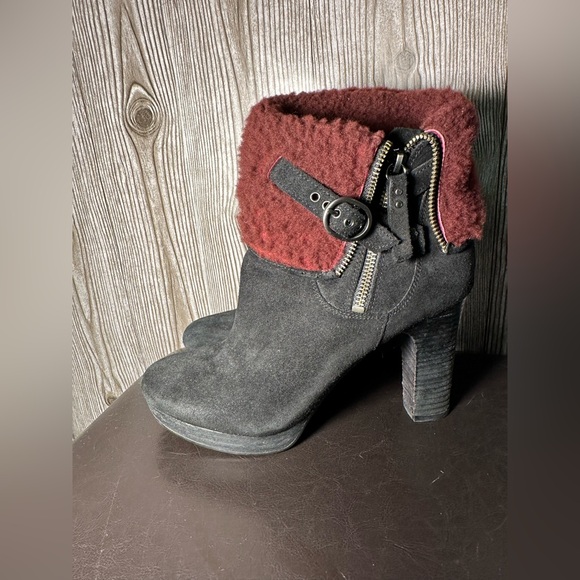 Ugg Shearling Heeled Booties Sz 8.5 - Picture 5 of 12
